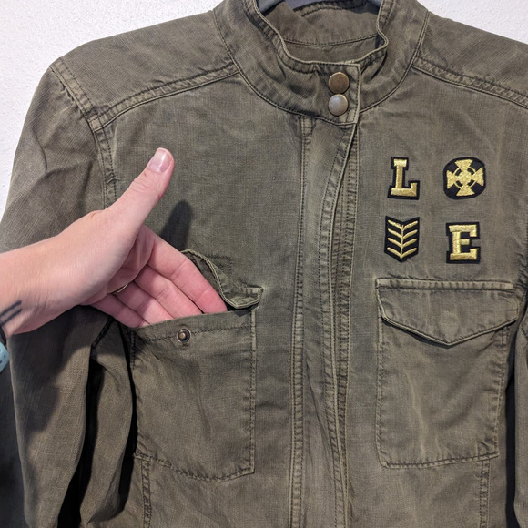 Libby Edelman Army Jacket Olive Green Military Shacket - Picture 5 of 7